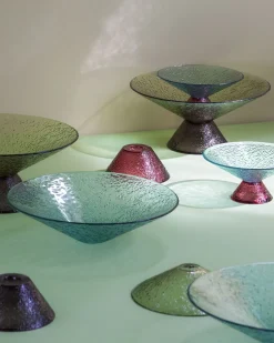 Bol en verre Bonbon vert/brun moyen - Hübsch