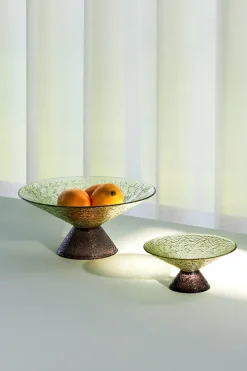 Bol en verre Bonbon vert/brun moyen - Hübsch