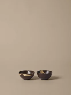 2 bols en grès émaillé marron 11,5x6cm Koyo - Ferm living