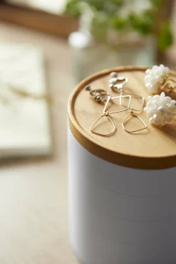Boîte à bijoux en 5 parties en bois et résine blanche Tosca - Yamazaki