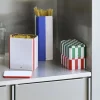 Boîte en fer bleu et blanc cassé damier - HAY