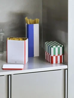 Boîte en fer rouge et blanc cassé damier - HAY