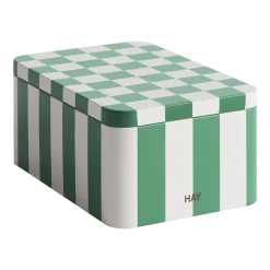 Boîte en fer vert et blanc cassé damier - HAY