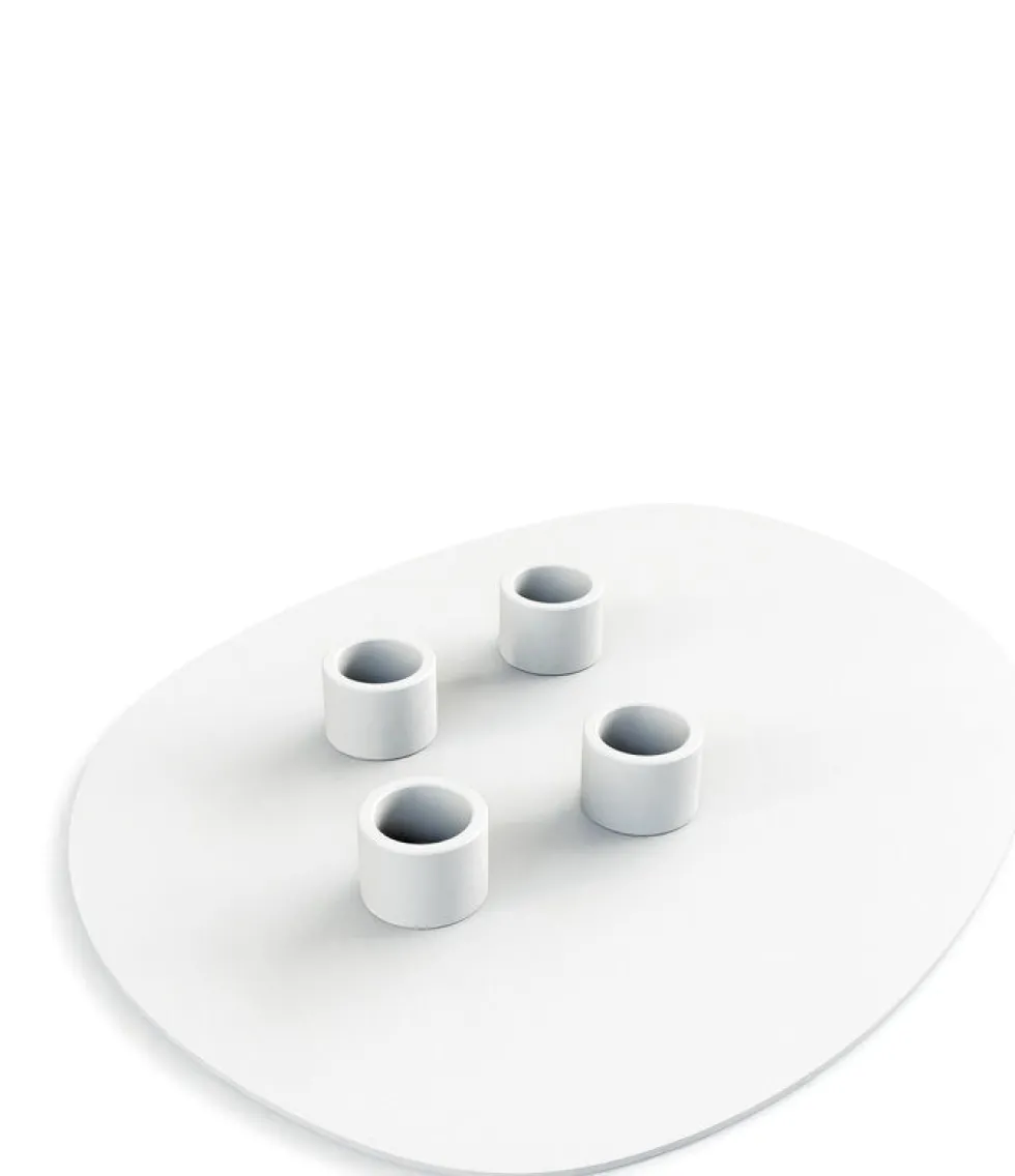 Bougeoir 4 bougies en acier blanc 30x23cm Noa - Metallbude