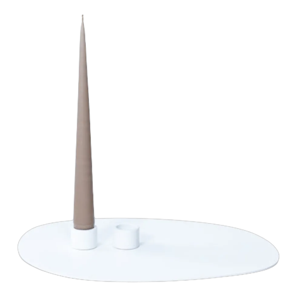 Bougeoir 2 bougies en acier blanc 30x23cm Noa - Metallbude