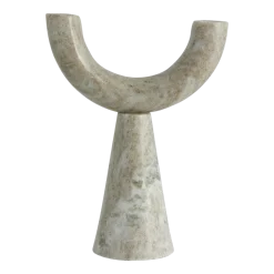 Bougeoir 2 bougies en marbre beige 26,5 cm Rif - Nordal