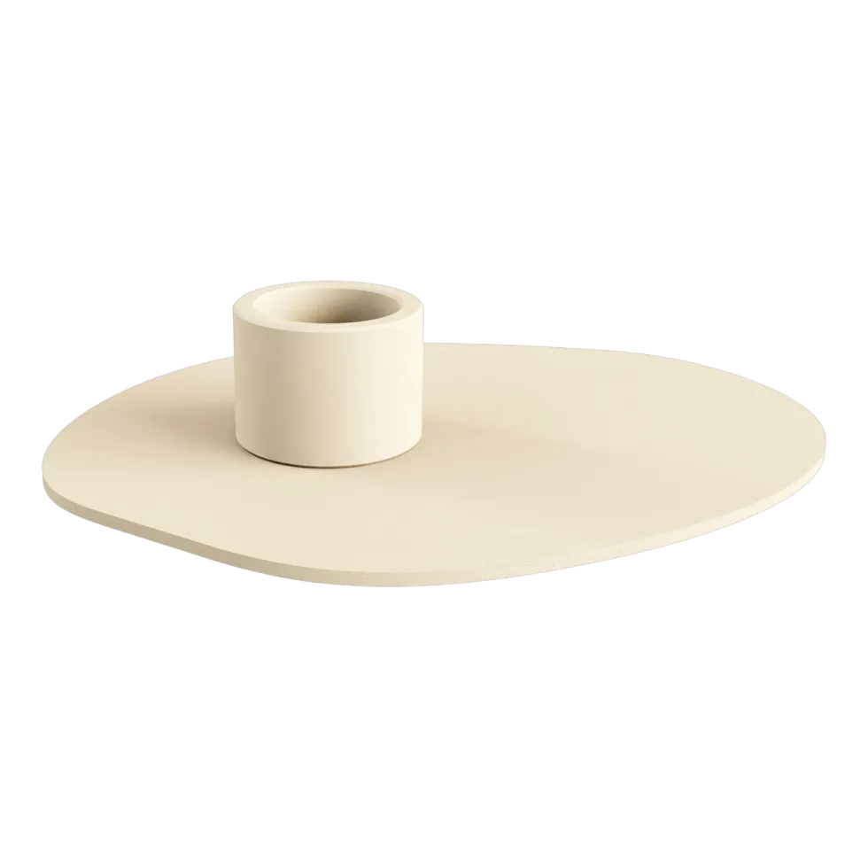Bougeoir en acier beige cashew 10x13cm Noa - Metallbude