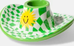 Bougeoir en céramique chapeau de cowboy vert 10cm - Doiy