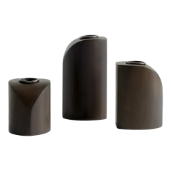 3 Bougeoirs en acajou vernis Pi - Ethnicraft Accessories