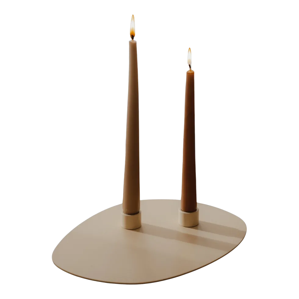 Bougeoirs en acier beige cashew 3x2,2cm Noa - Metallbude