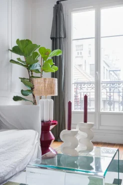 2 Bougeoirs en céramique blanc crème Ganache - Cosin Paris
