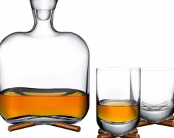 Bouteille à whisky avec socle en laiton Camp - Nude Glass