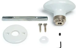 Bouton simple ovale en porcelaine blanche sur rosace - Merigous