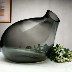Bubble Vase Small Smoke - Nude Glass