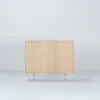 Buffet avec porte en chêne blanchi huilé et linoléum gris 45 x 118 cm Fina - Gazzda