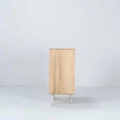 Buffet avec porte en chêne blanchi huilé et linoléum gris 45 x 118 cm Fina - Gazzda