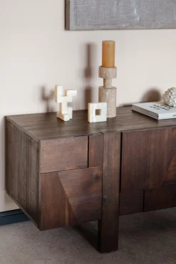 Buffet bas en bois d'hévéa marron 45x188x60cm Bruneau - Dutchbone