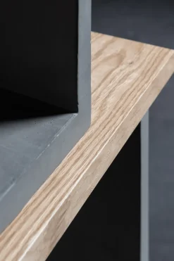 Buffet bas en béton et plaqué chêne 154,5cm Dice configuration 22 - Lyon Béton
