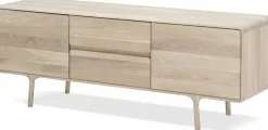 Buffet bas en chêne blanchi huilé 45 x 180 cm Fawn - Gazzda
