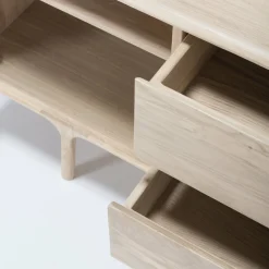 Buffet bas en chêne blanchi huilé 45 x 180 cm Fawn - Gazzda