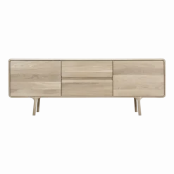 Buffet bas en chêne blanchi huilé 45 x 180 cm Fawn - Gazzda