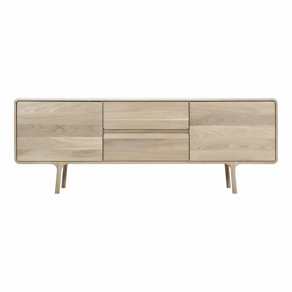 Buffet bas en chêne blanchi huilé 45 x 180 cm Fawn - Gazzda