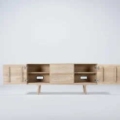 Buffet bas en chêne blanchi huilé 45 x 180 cm Fawn - Gazzda