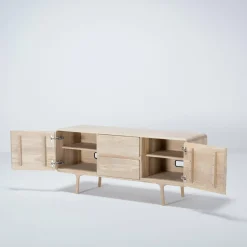Buffet bas en chêne blanchi huilé 45 x 180 cm Fawn - Gazzda