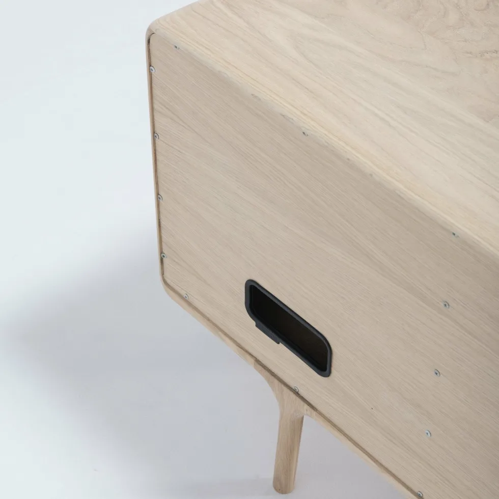 Buffet bas en chêne blanchi huilé 45 x 180 cm Fawn - Gazzda