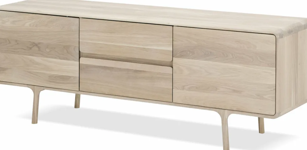 Buffet bas en chêne blanchi huilé 45 x 150 cm Fawn - Gazzda