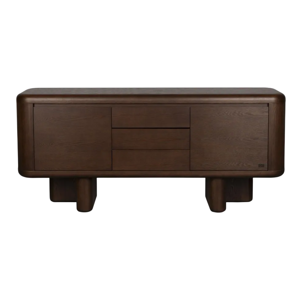 Buffet bas en placage en frêne marron 40x160x72cm Herman - Dutchbone