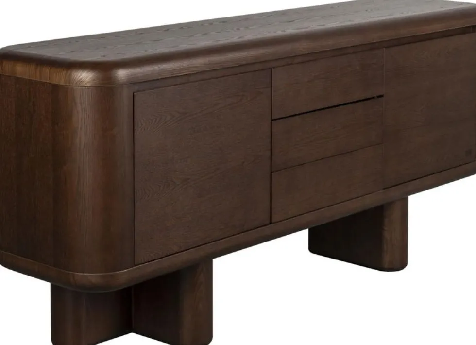 Buffet bas en placage en frêne marron 40x160x72cm Herman - Dutchbone