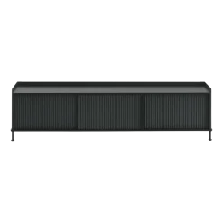 Buffet en acier plié noir 48 x 186 cm Enfold - Muuto