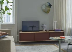 Buffet en acier plié noir 48 x 186 cm Enfold - Muuto
