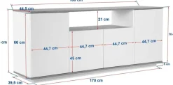 Buffet en bois cachemire et effet travertin 180x44,5x75cm Arista - Home Design