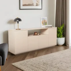 Buffet en bois cachemire et effet travertin 180x44,5x75cm Arista - Home Design