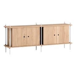 Buffet en bois de chêne naturel et acier blanc 162x35x65cm - Moebe