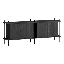 Buffet en bois de chêne noir et acier noir 162x35x65cm - Moebe