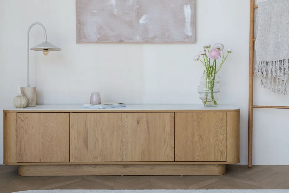 Buffet en bois de chêne 180x40x50cm Oréa - The Cool Republic
