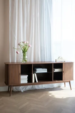 Buffet en bois de noyer 180x40x75cm Barbier - Zuiver