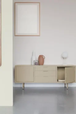 Buffet en bois et métal beige 140x40x55cm Siena - The Cool Republic