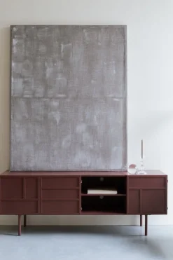 Buffet en bois et métal rouge 160x36x58cm Siena - The Cool Republic