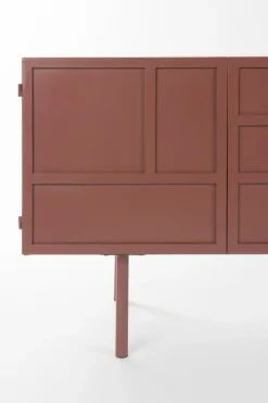 Buffet en bois et métal rouge 160x36x58cm Siena - The Cool Republic