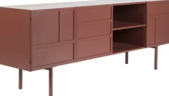Buffet en bois et métal rouge 160x36x58cm Siena - The Cool Republic