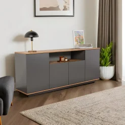 Buffet en bois gris et beige 180x44,5x75cm Arista - Home Design