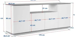 Buffet en bois gris et beige 180x44,5x75cm Arista - Home Design