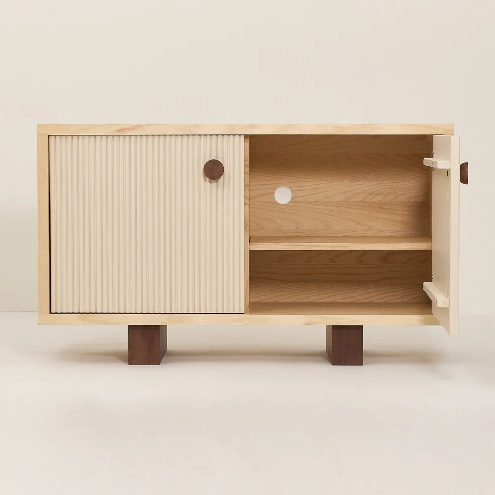 Buffet en bois massif d'hévéa et frêne naturel 120x40x70cm Heju x Nobodinoz - Nobodinoz