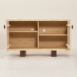 Buffet en bois massif d'hévéa et frêne naturel 120x40x70cm Heju x Nobodinoz - Nobodinoz