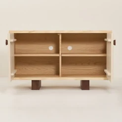 Buffet en bois massif d'hévéa et frêne naturel 120x40x70cm Heju x Nobodinoz - Nobodinoz