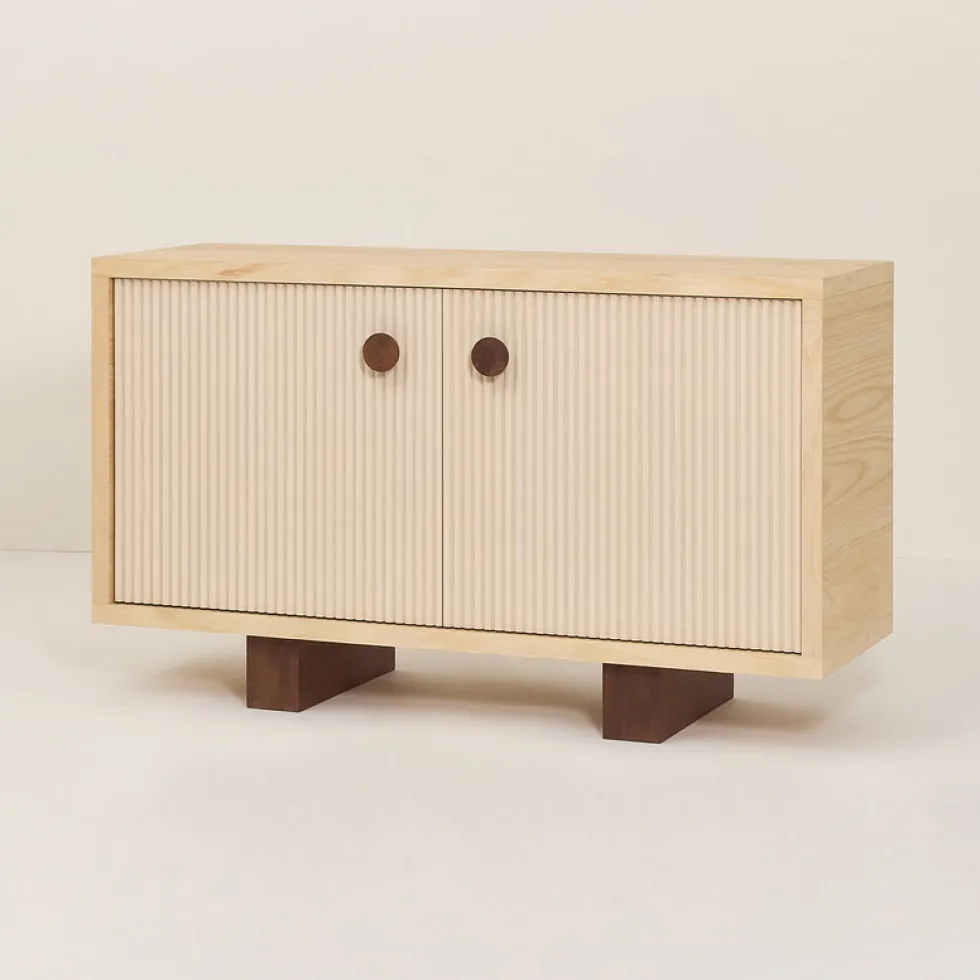 Buffet en bois massif d'hévéa et frêne naturel 120x40x70cm Heju x Nobodinoz - Nobodinoz